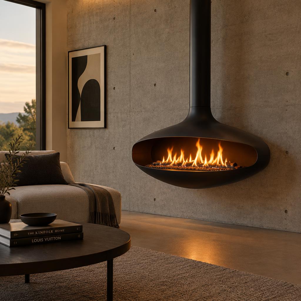Wall hanging fireplace